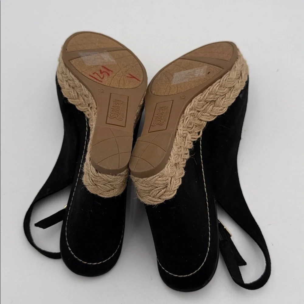 Brash Black Tan Wedge espadrilles Sandals women 12 casual vacation beach Y2K